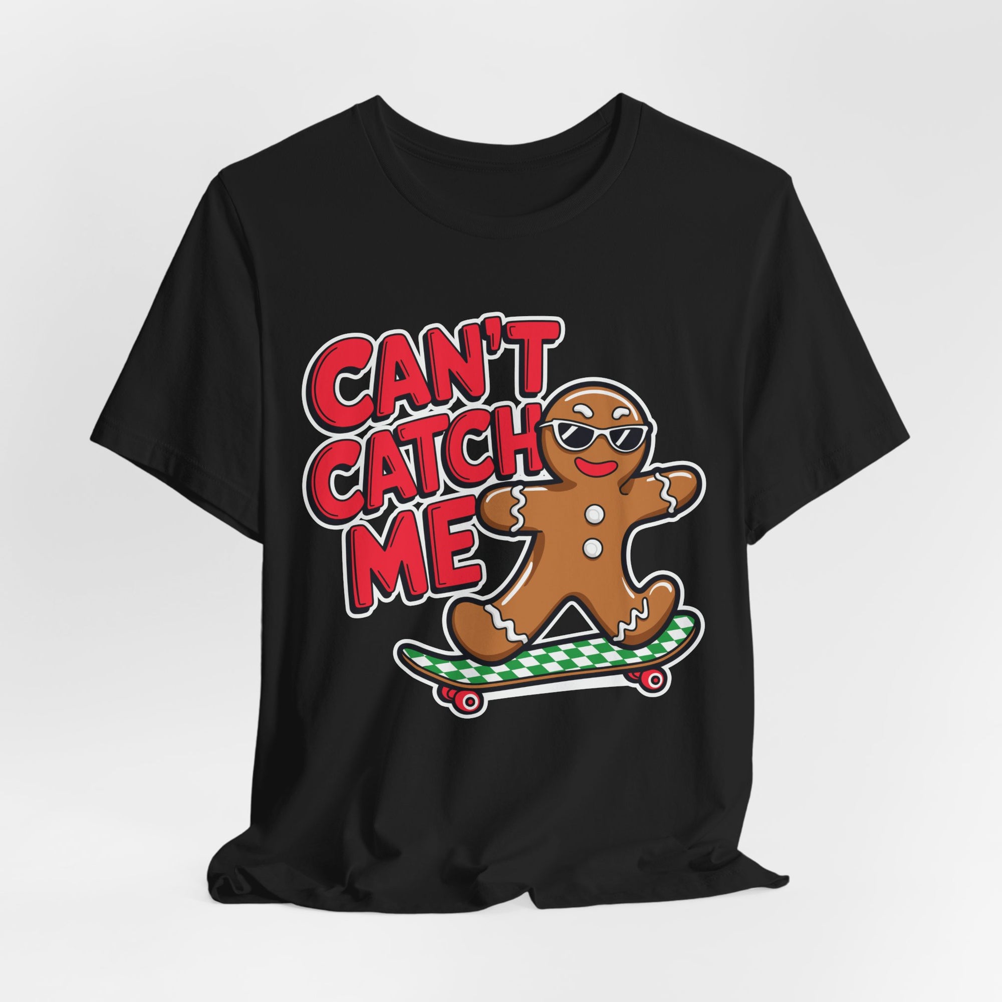 Gingerbread Skateboard Tee, Funny Holiday T-Shirt, Unisex Christmas Gift