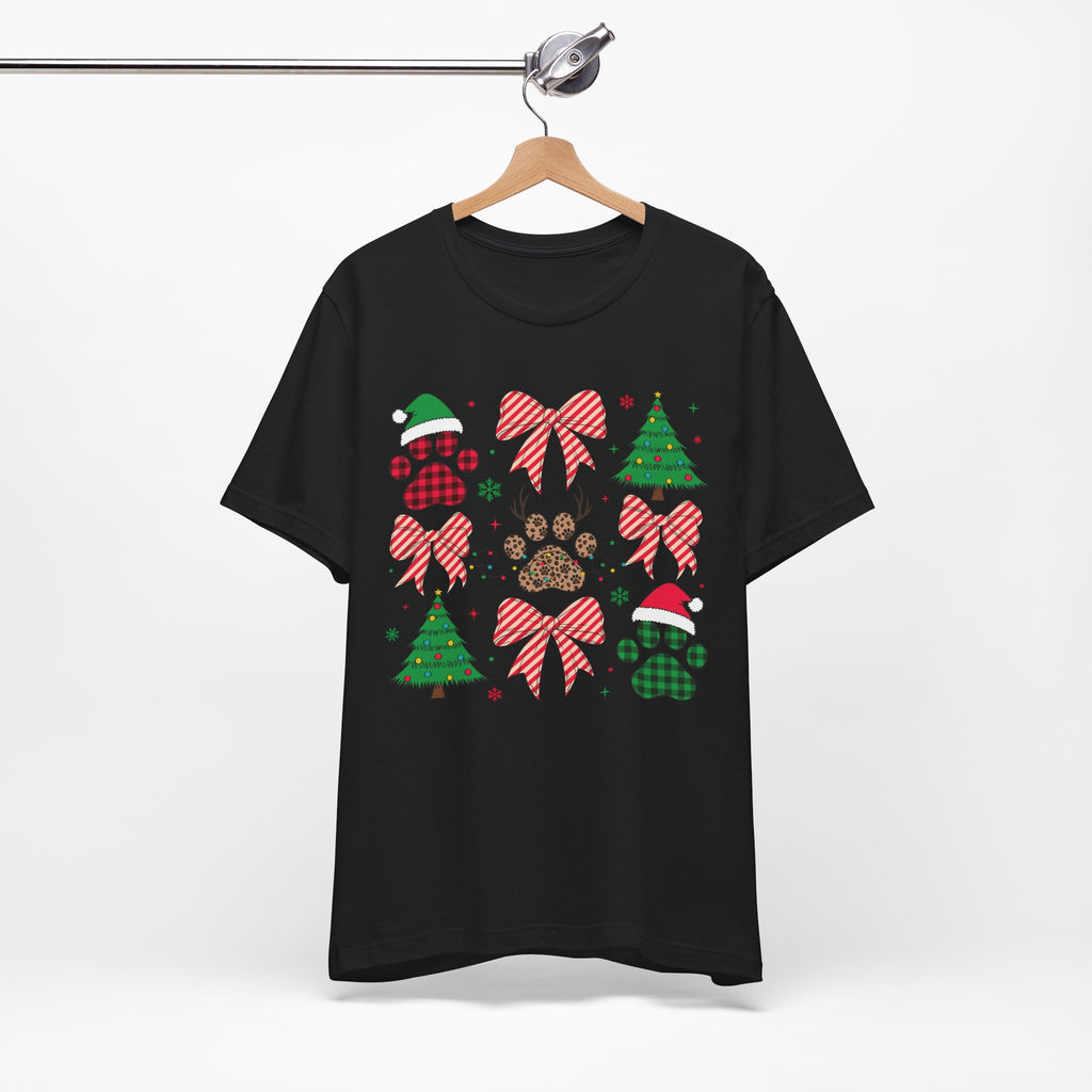 Festive Pet Lover Tee - Christmas Celebration Shirt, Holiday Gift for Dog Owners, Cute Winter Apparel, Paw Print T-Shirt, Unisex