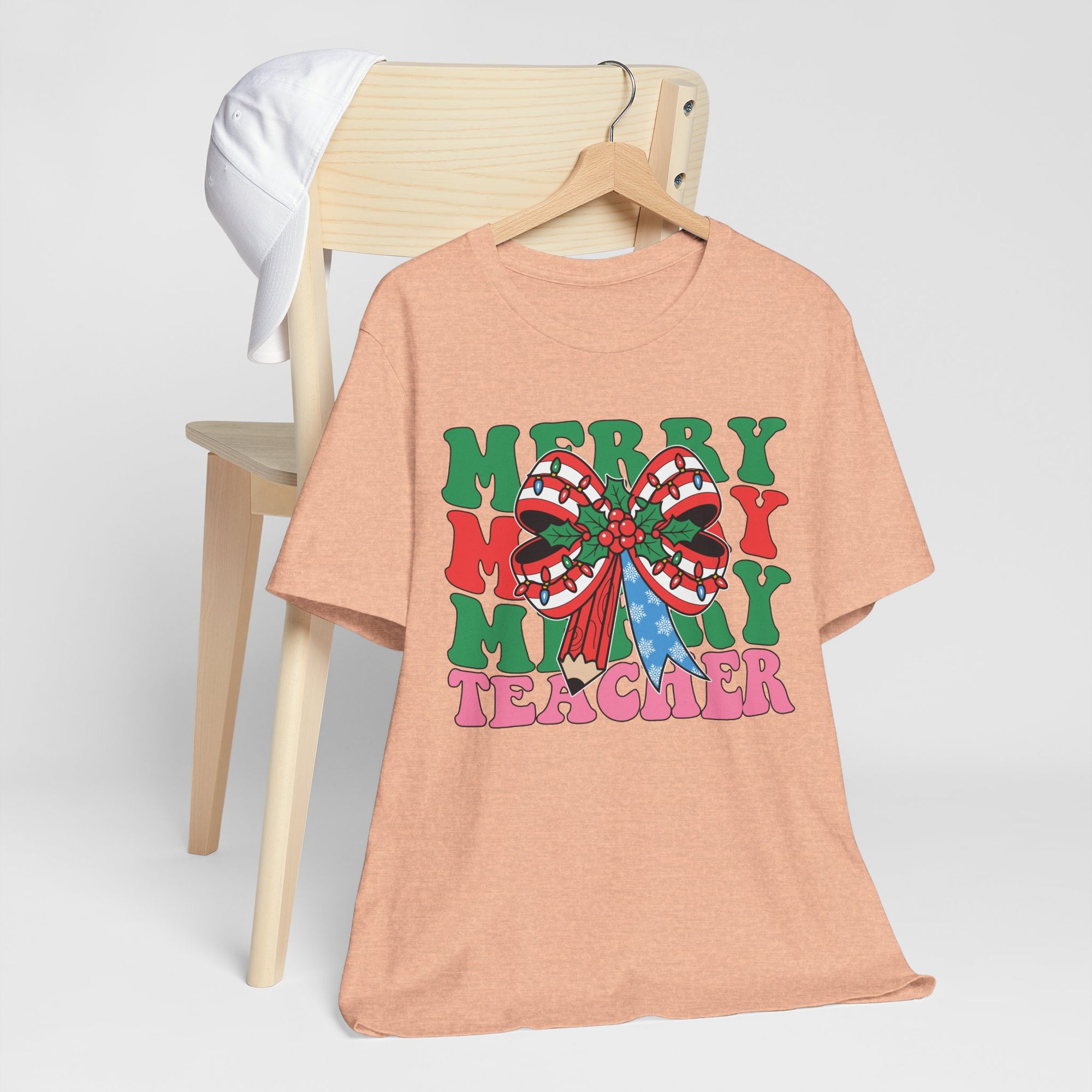 Merry Teacher T-Shirt | Cute Holiday Tee for Educators, Christmas Gift, Teacher Appreciation, Casual Wear, Festive Apparel