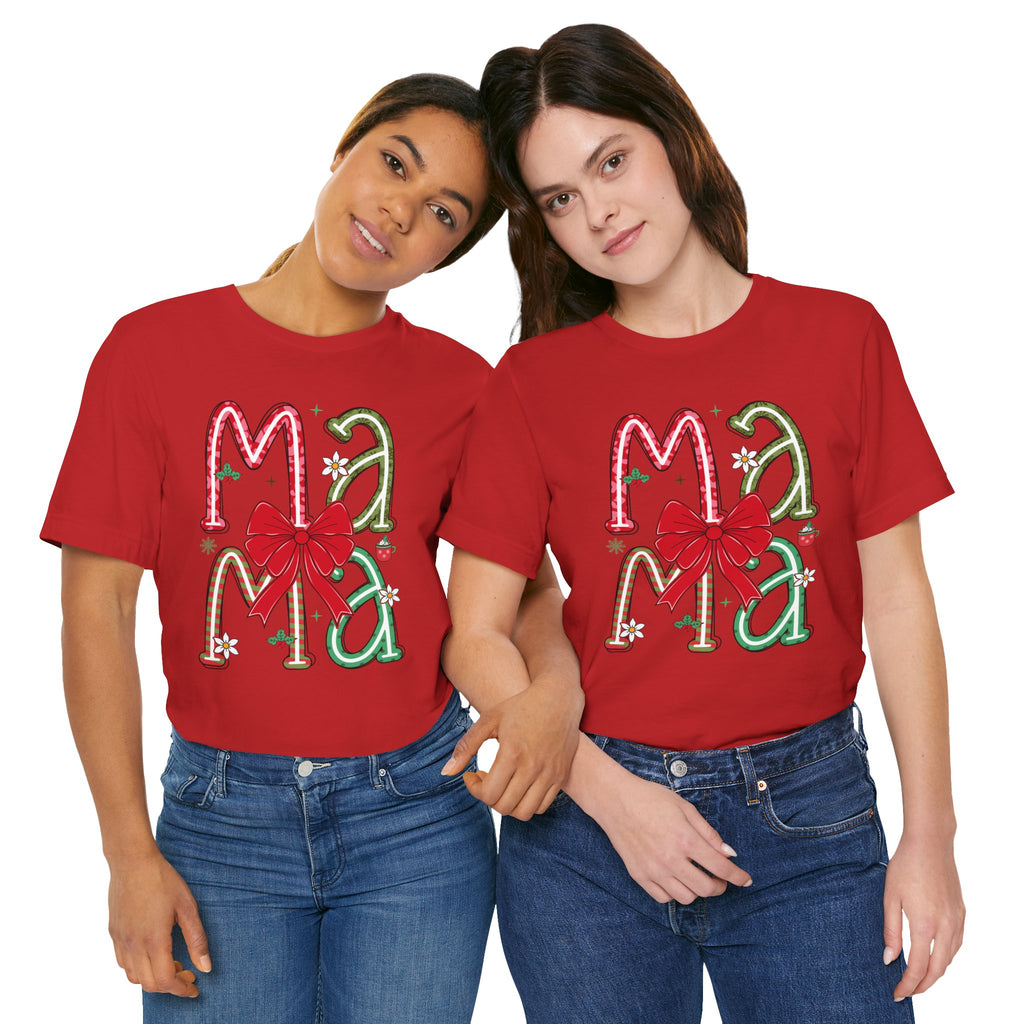 Festive Mama Tee - Holiday T-Shirt, Christmas Gift, Family Gathering, Casual Wear, Mom Shirt