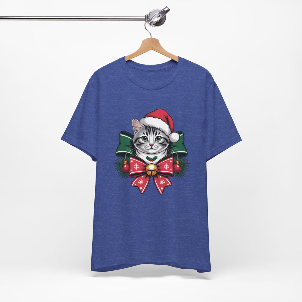 Festive Cat Christmas Tee, Cat Lover Gift, Holiday Shirt, Unisex T-Shirt
