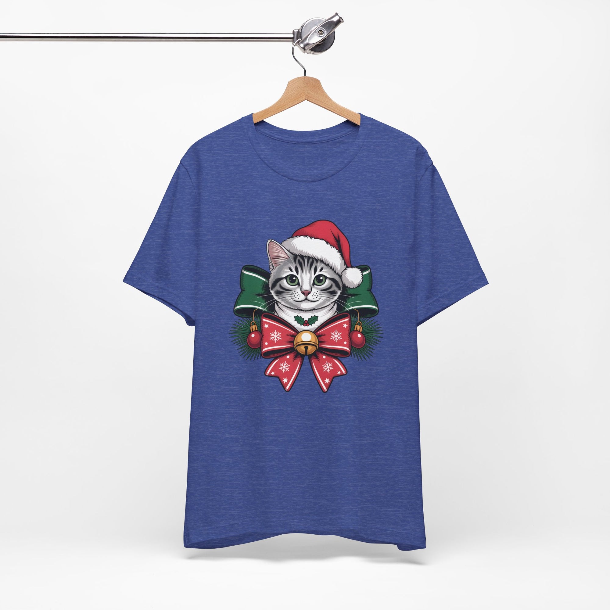 Festive Cat Christmas Tee, Cat Lover Gift, Holiday Shirt, Unisex T-Shirt
