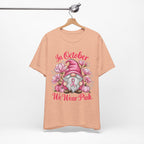 Breast Cancer Awareness Tee, Inspirational Gnome Shirt, October Activism Top, Unisex Casual Wear, Gift for Her, Comfort Tee, Support Pink