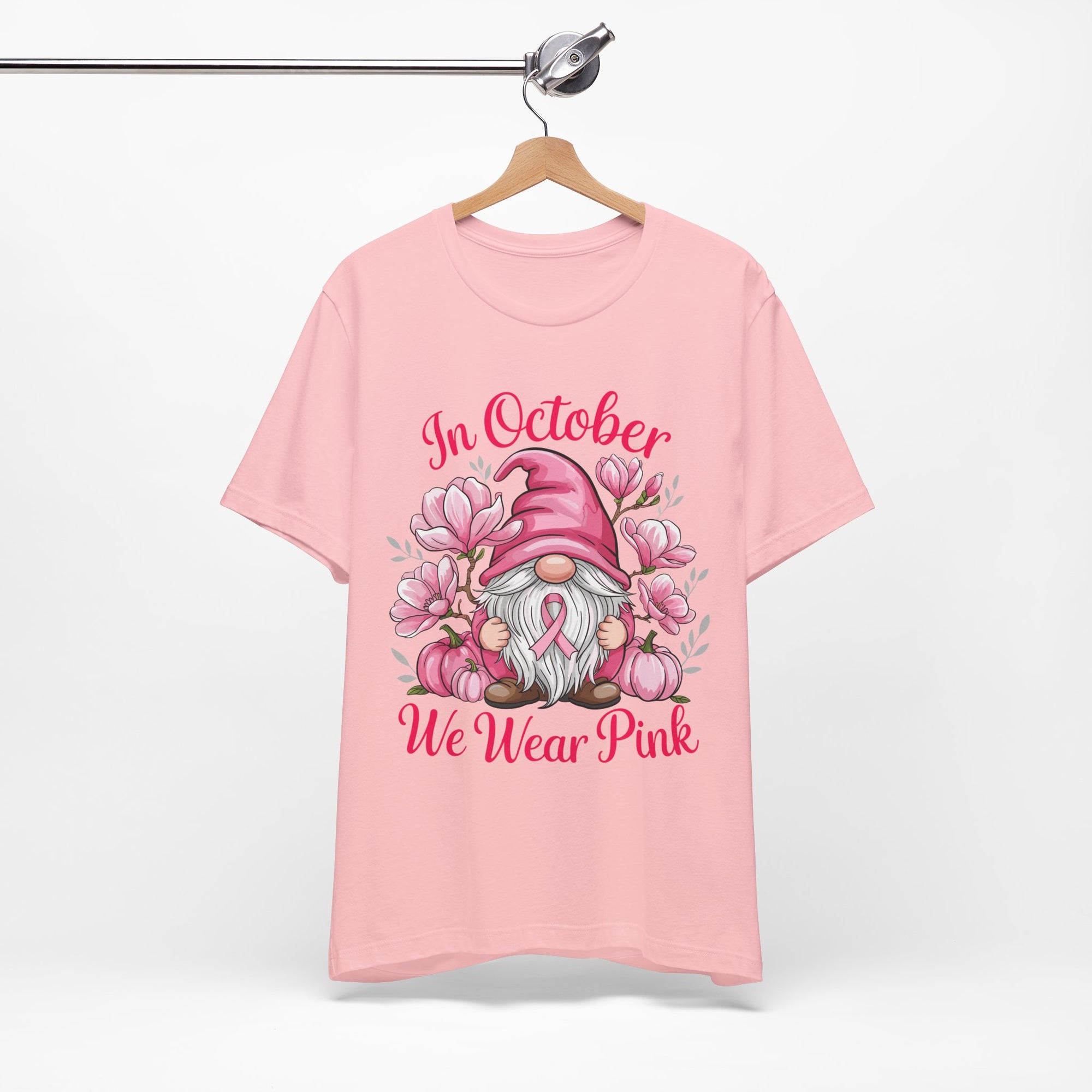 Breast Cancer Awareness Tee, Inspirational Gnome Shirt, October Activism Top, Unisex Casual Wear, Gift for Her, Comfort Tee, Support Pink