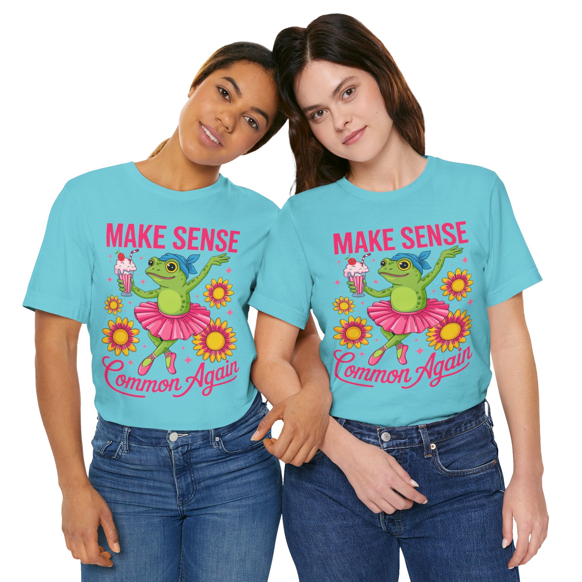 Make Sense Common Again T‑Shirt — Cute Dancing Frog Graphic Tee