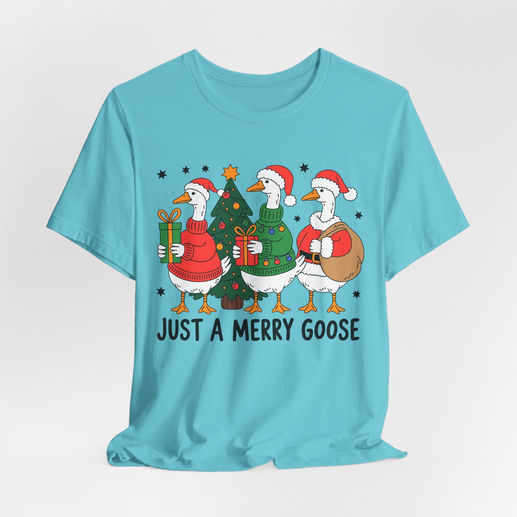 Festive Merry Goose T-Shirt, Christmas Tee, Holiday Apparel, Funny Gift, Unisex Tee, Seasonal Shirt