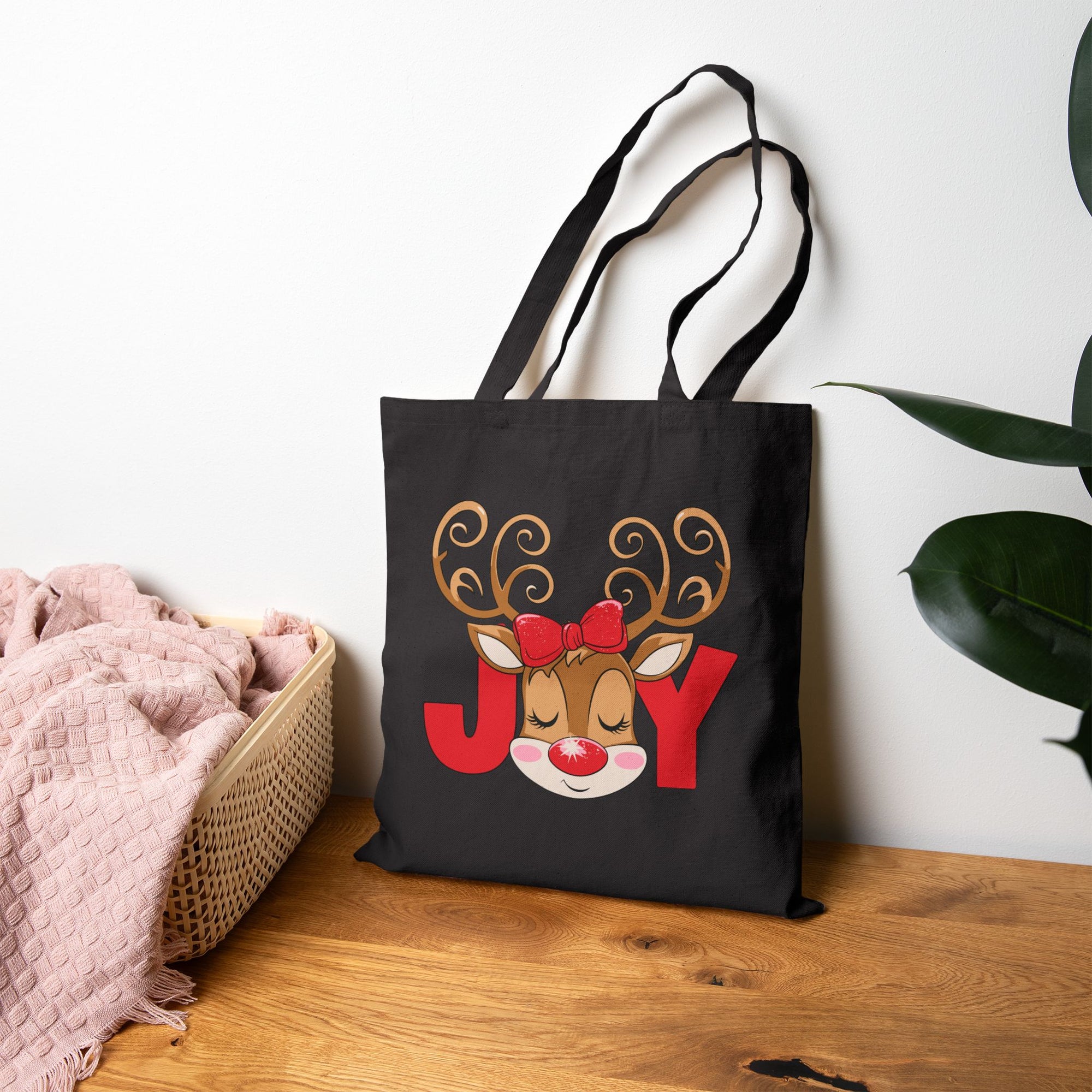 Joyful Reindeer Holiday Tote Bag – Festive Reusable Christmas Shopper