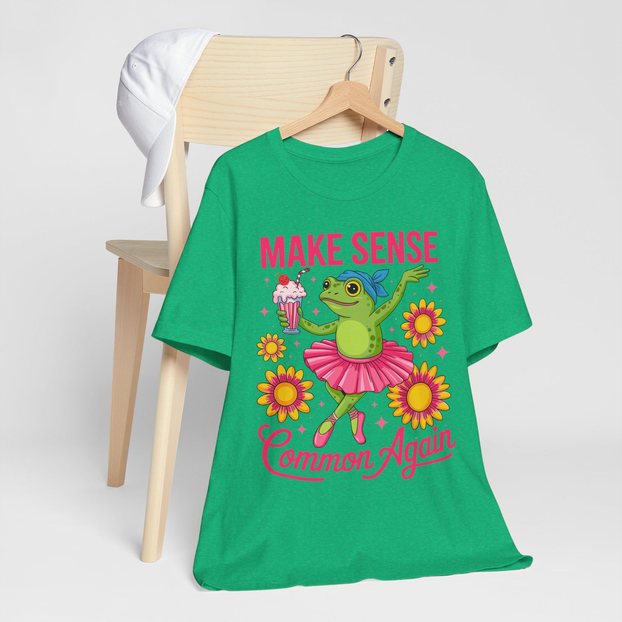 Make Sense Common Again T‑Shirt — Cute Dancing Frog Graphic Tee