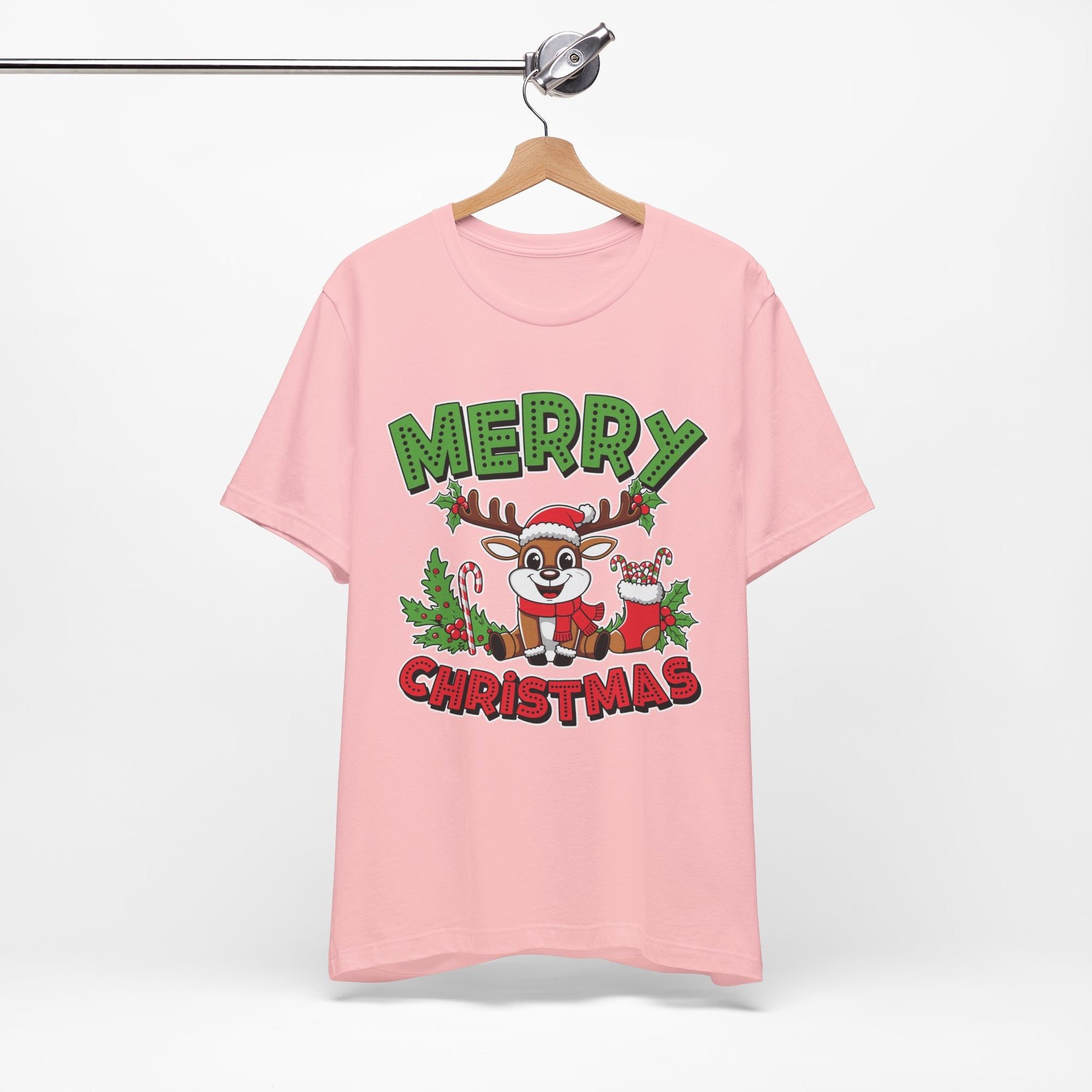 Merry Christmas Reindeer Tee, Festive Holiday Shirt, Unisex Christmas Apparel, Cute Gifts for Him/Her, Holiday Party Outfit