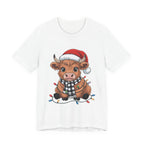 Festive Cow Christmas Tee, Unisex Holiday Shirt, Cute Animal T-Shirt