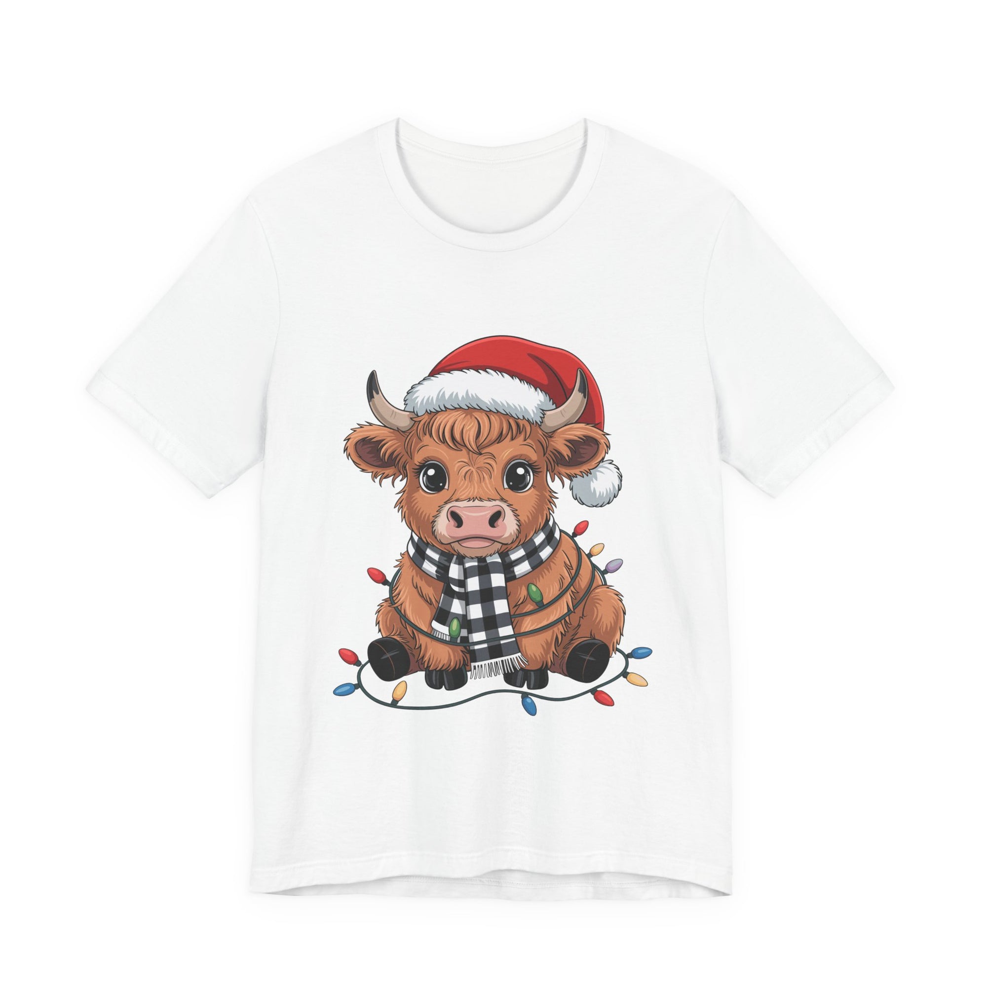 Festive Cow Christmas Tee, Unisex Holiday Shirt, Cute Animal T-Shirt