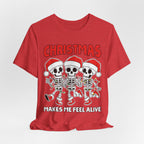 Skeleton Christmas Tee, Holiday Shirt, Unisex Christmas T-Shirt, Fun Winter Apparel, Party Outfit.