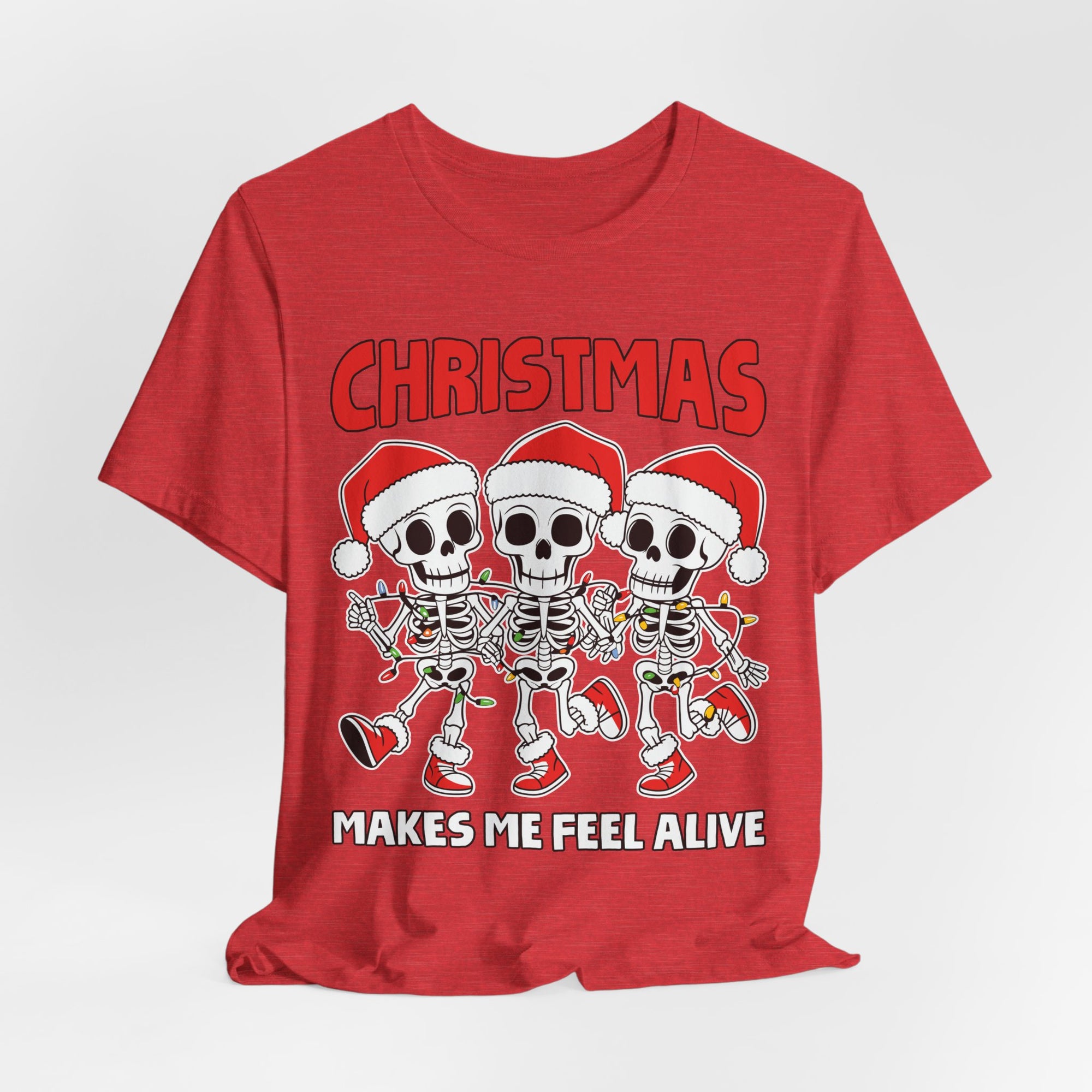 Skeleton Christmas Tee, Holiday Shirt, Unisex Christmas T-Shirt, Fun Winter Apparel, Party Outfit.