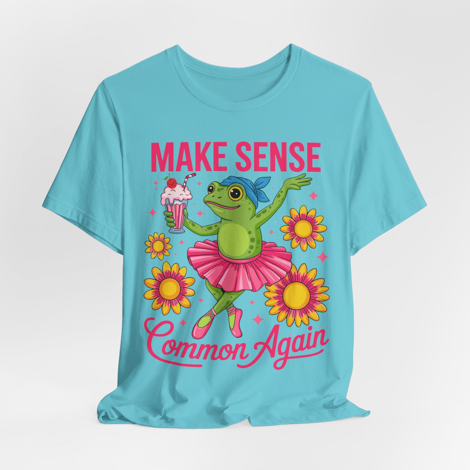 Make Sense Common Again T‑Shirt — Cute Dancing Frog Graphic Tee
