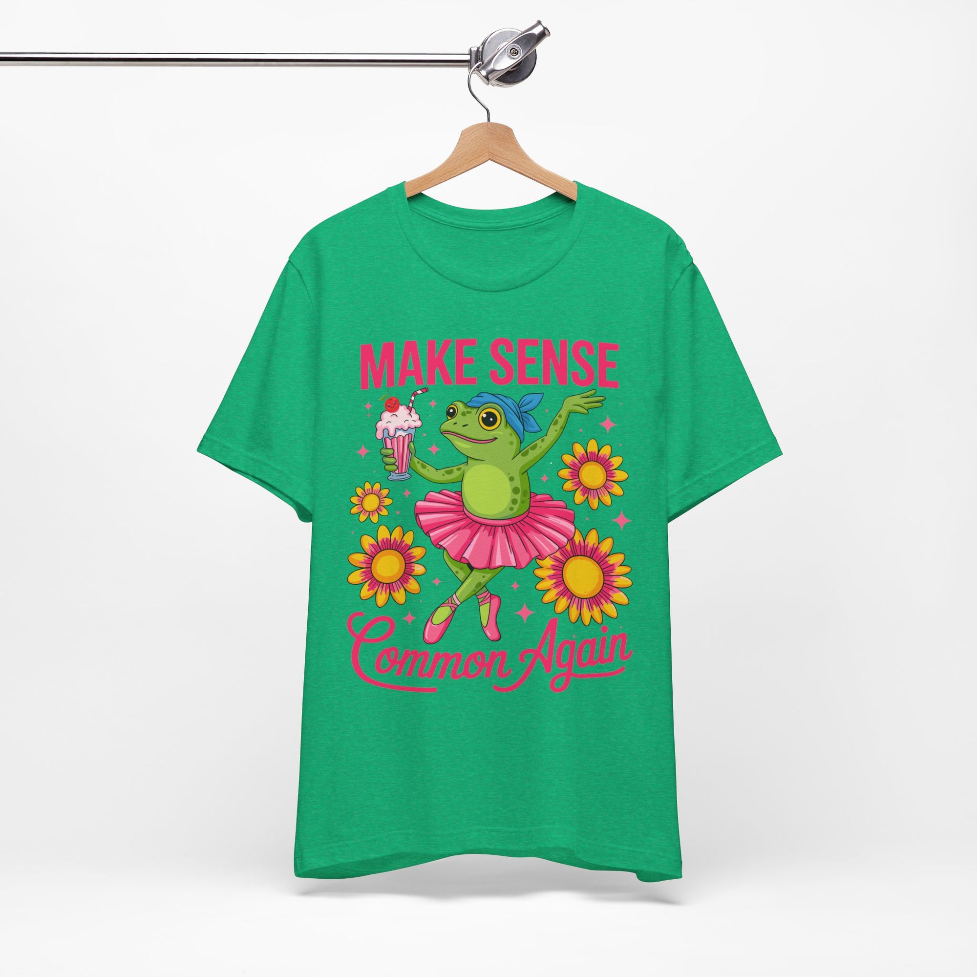 Make Sense Common Again T‑Shirt — Cute Dancing Frog Graphic Tee