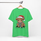 Festive Cow Christmas Tee, Unisex Holiday Shirt, Cute Animal T-Shirt