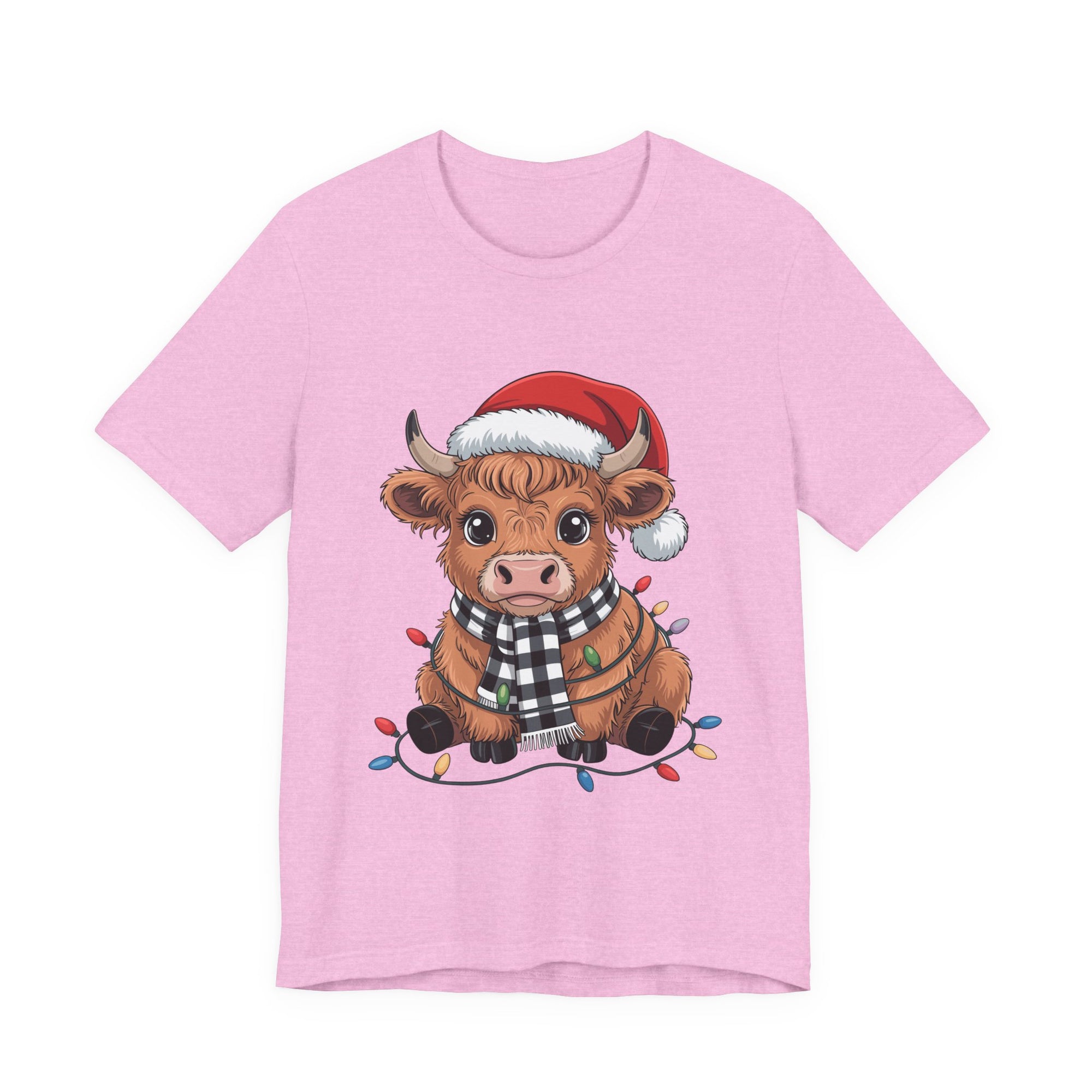 Festive Cow Christmas Tee, Unisex Holiday Shirt, Cute Animal T-Shirt