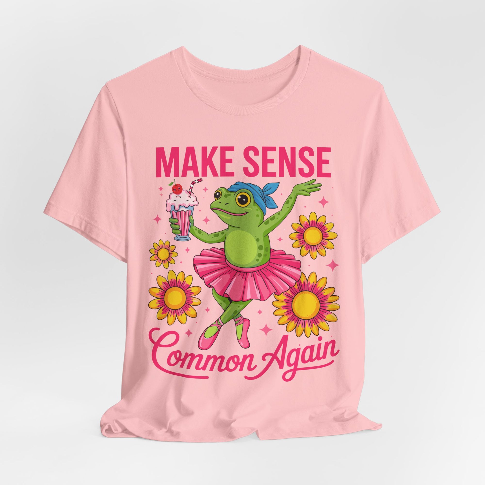 Make Sense Common Again T‑Shirt — Cute Dancing Frog Graphic Tee