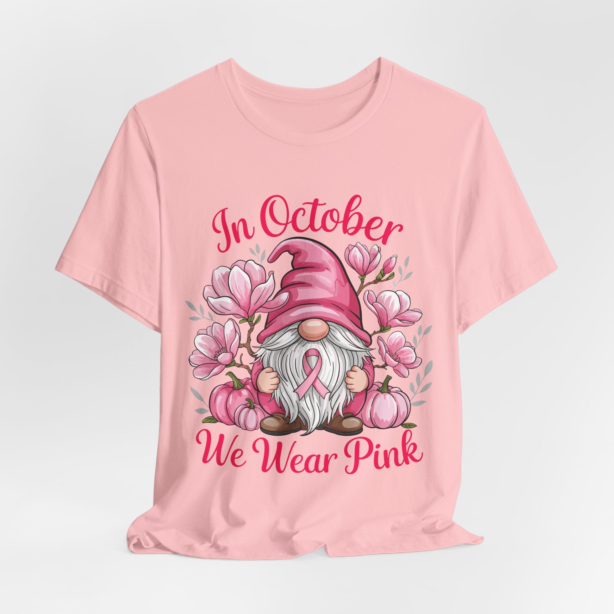 Breast Cancer Awareness Tee, Inspirational Gnome Shirt, October Activism Top, Unisex Casual Wear, Gift for Her, Comfort Tee, Support Pink