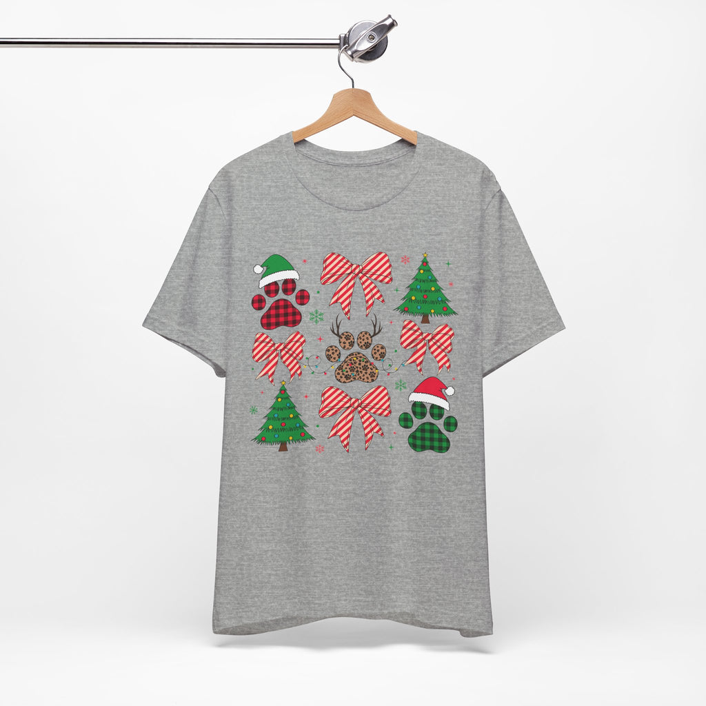 Festive Pet Lover Tee - Christmas Celebration Shirt, Holiday Gift for Dog Owners, Cute Winter Apparel, Paw Print T-Shirt, Unisex