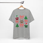 Festive Pet Lover Tee - Christmas Celebration Shirt, Holiday Gift for Dog Owners, Cute Winter Apparel, Paw Print T-Shirt, Unisex