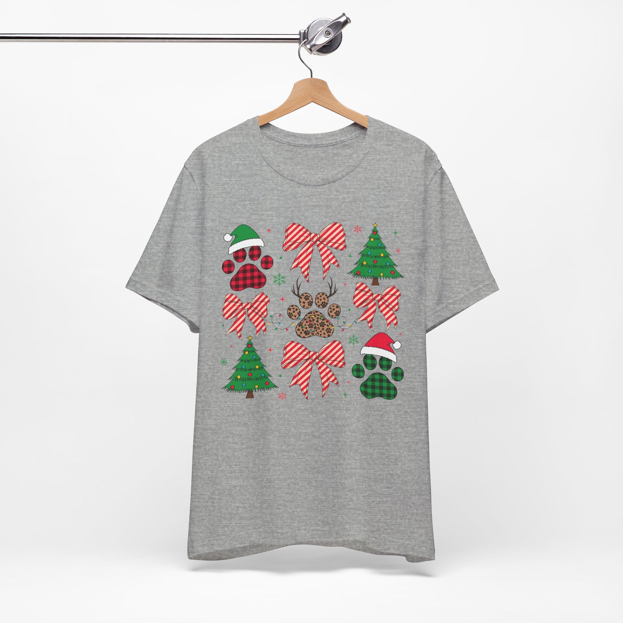 Festive Pet Lover Tee - Christmas Celebration Shirt, Holiday Gift for Dog Owners, Cute Winter Apparel, Paw Print T-Shirt, Unisex