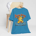 Funny Giraffe Busy Doing Nothing Lazy Animal Cartoon Design Unisex Jersey Short Sleeve Tee