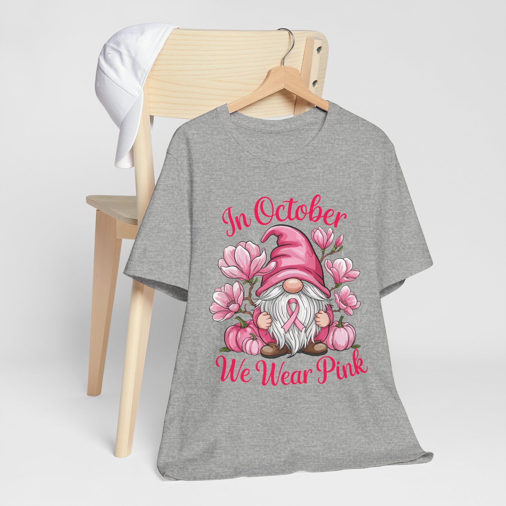 Breast Cancer Awareness Tee, Inspirational Gnome Shirt, October Activism Top, Unisex Casual Wear, Gift for Her, Comfort Tee, Support Pink