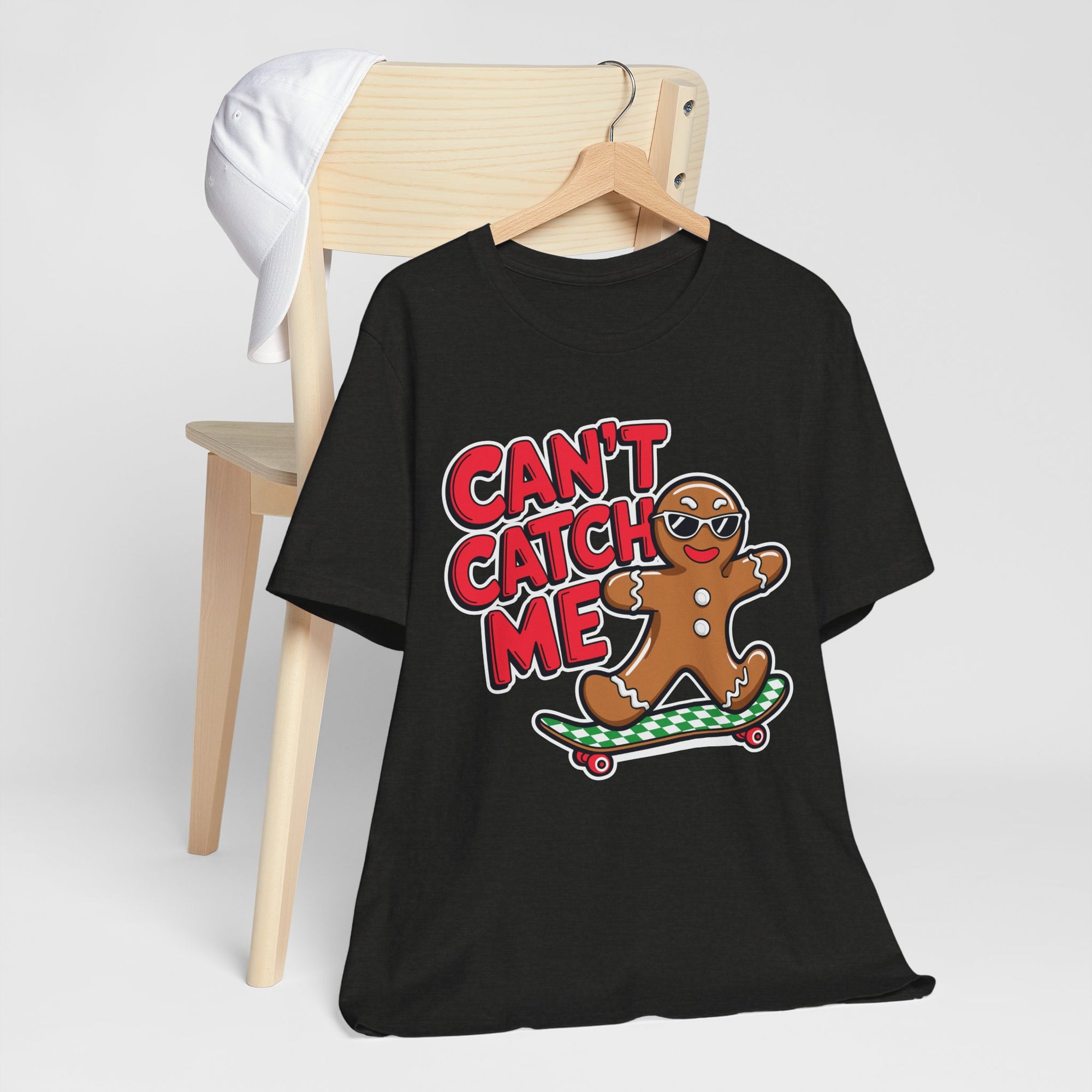 Gingerbread Skateboard Tee, Funny Holiday T-Shirt, Unisex Christmas Gift