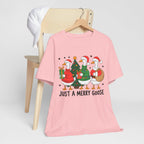 Festive Merry Goose T-Shirt, Christmas Tee, Holiday Apparel, Funny Gift, Unisex Tee, Seasonal Shirt