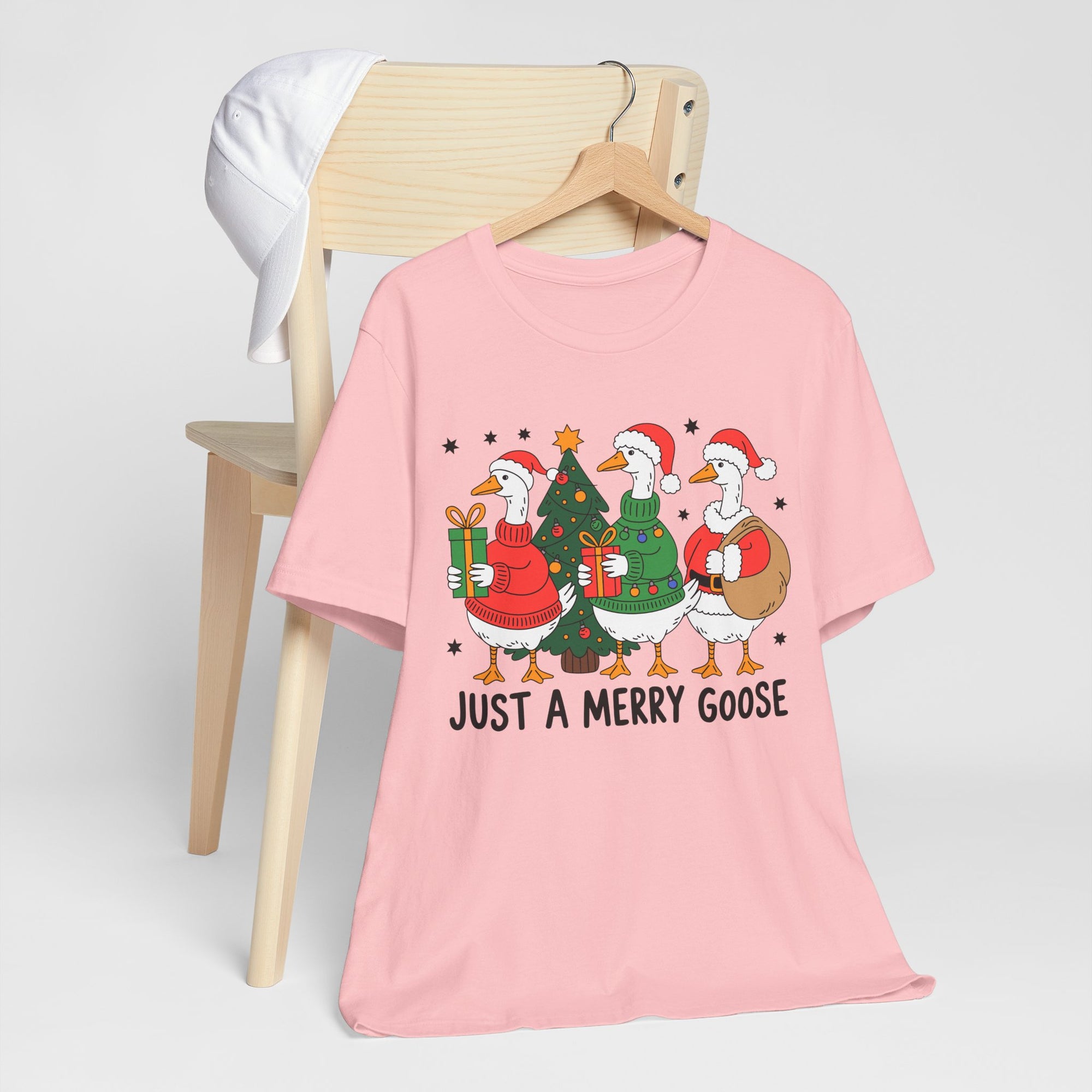 Festive Merry Goose T-Shirt, Christmas Tee, Holiday Apparel, Funny Gift, Unisex Tee, Seasonal Shirt