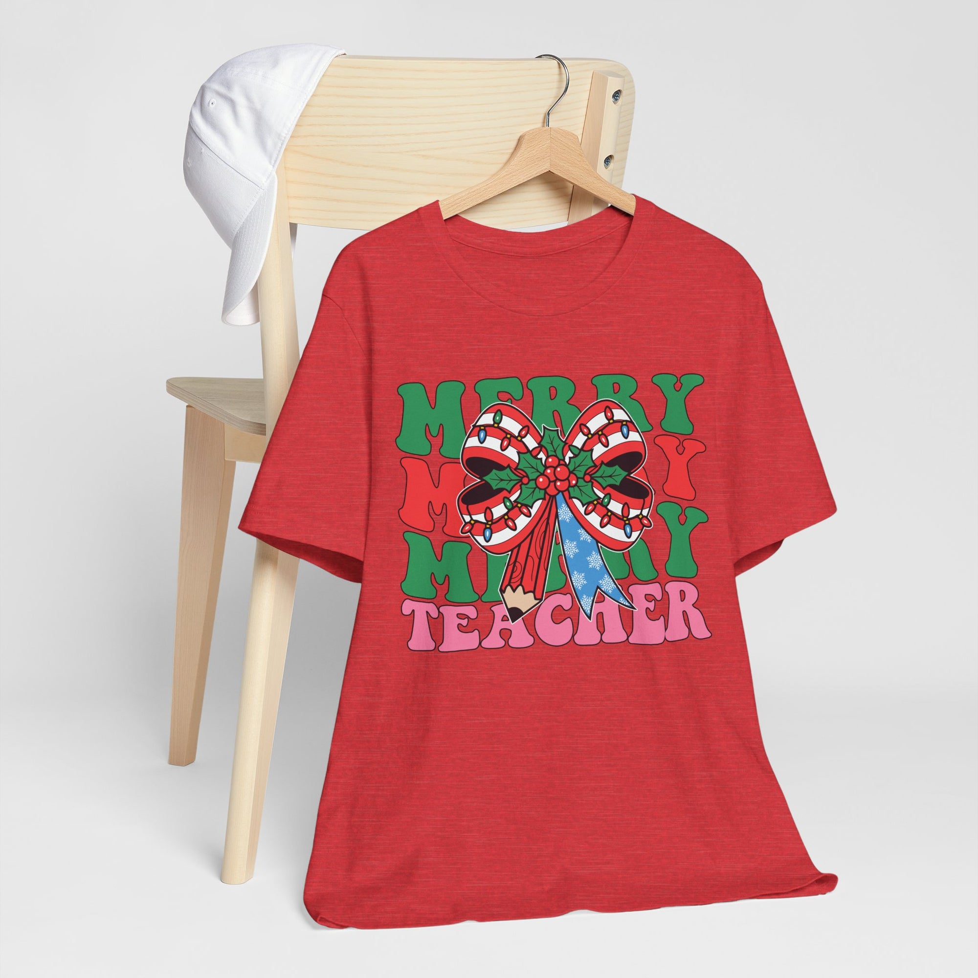 Merry Teacher T-Shirt | Cute Holiday Tee for Educators, Christmas Gift, Teacher Appreciation, Casual Wear, Festive Apparel