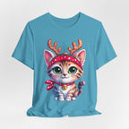 Cute Cat Holiday Tee Shirt, Unisex Cat Lover Gift, Christmas T-Shirt, Animal Graphic Tee, Fun Holiday Apparel