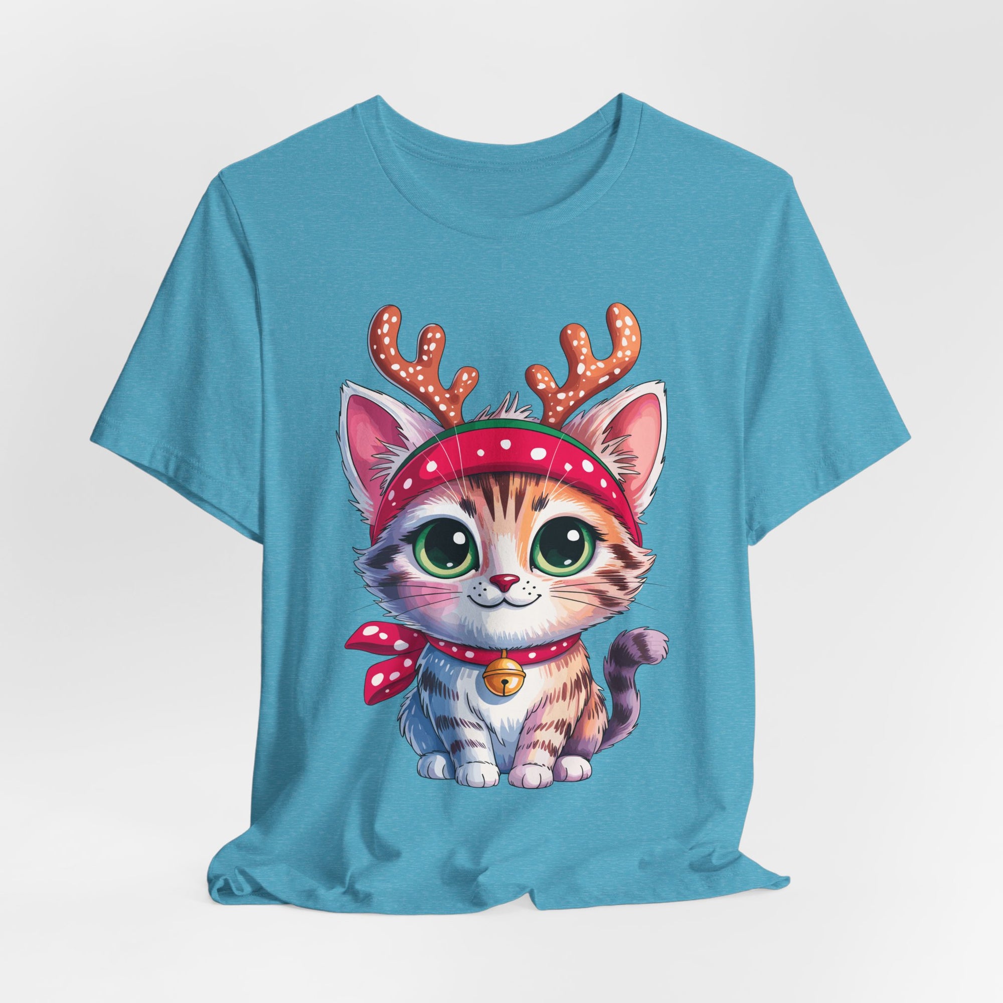 Cute Cat Holiday Tee Shirt, Unisex Cat Lover Gift, Christmas T-Shirt, Animal Graphic Tee, Fun Holiday Apparel