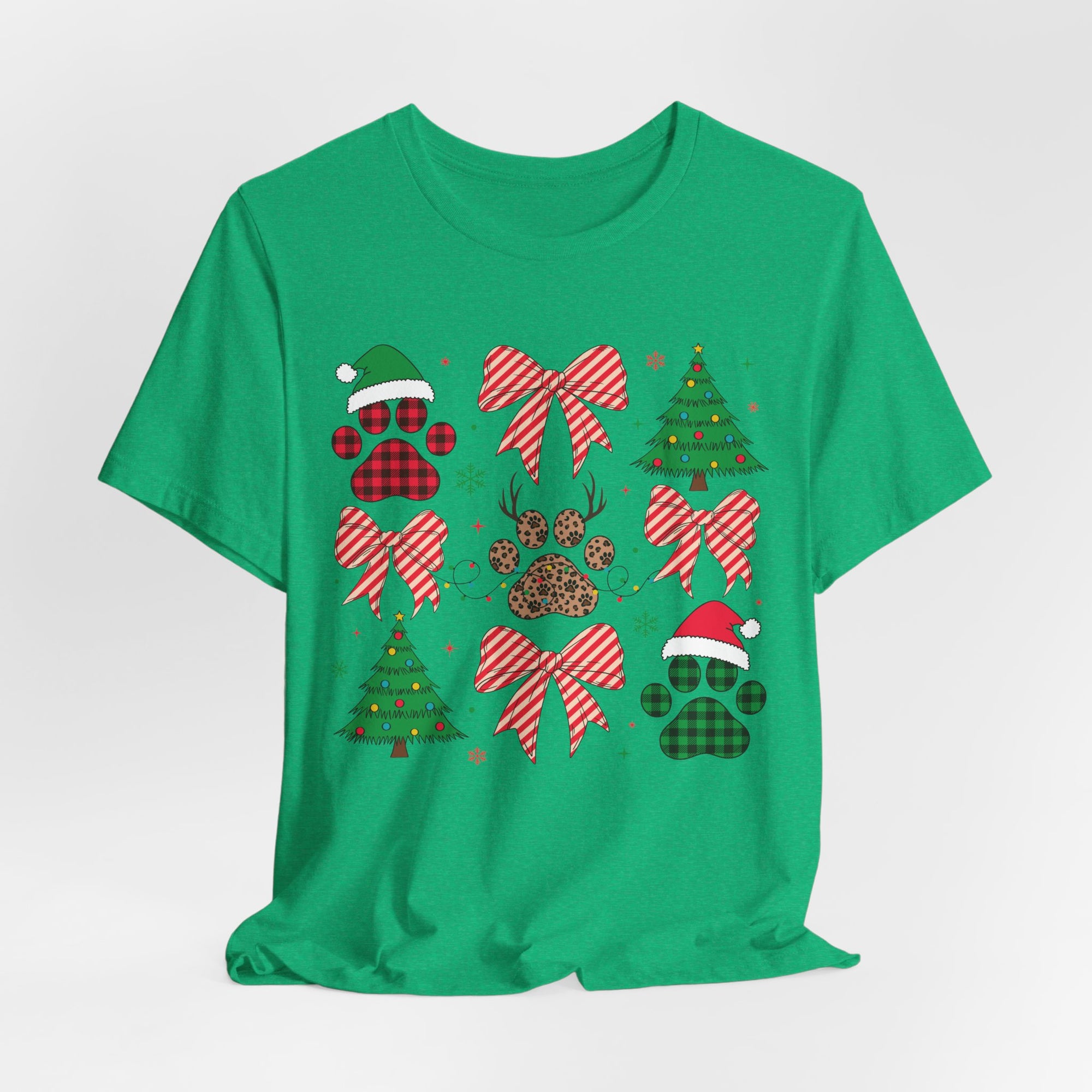 Festive Pet Lover Tee - Christmas Celebration Shirt, Holiday Gift for Dog Owners, Cute Winter Apparel, Paw Print T-Shirt, Unisex