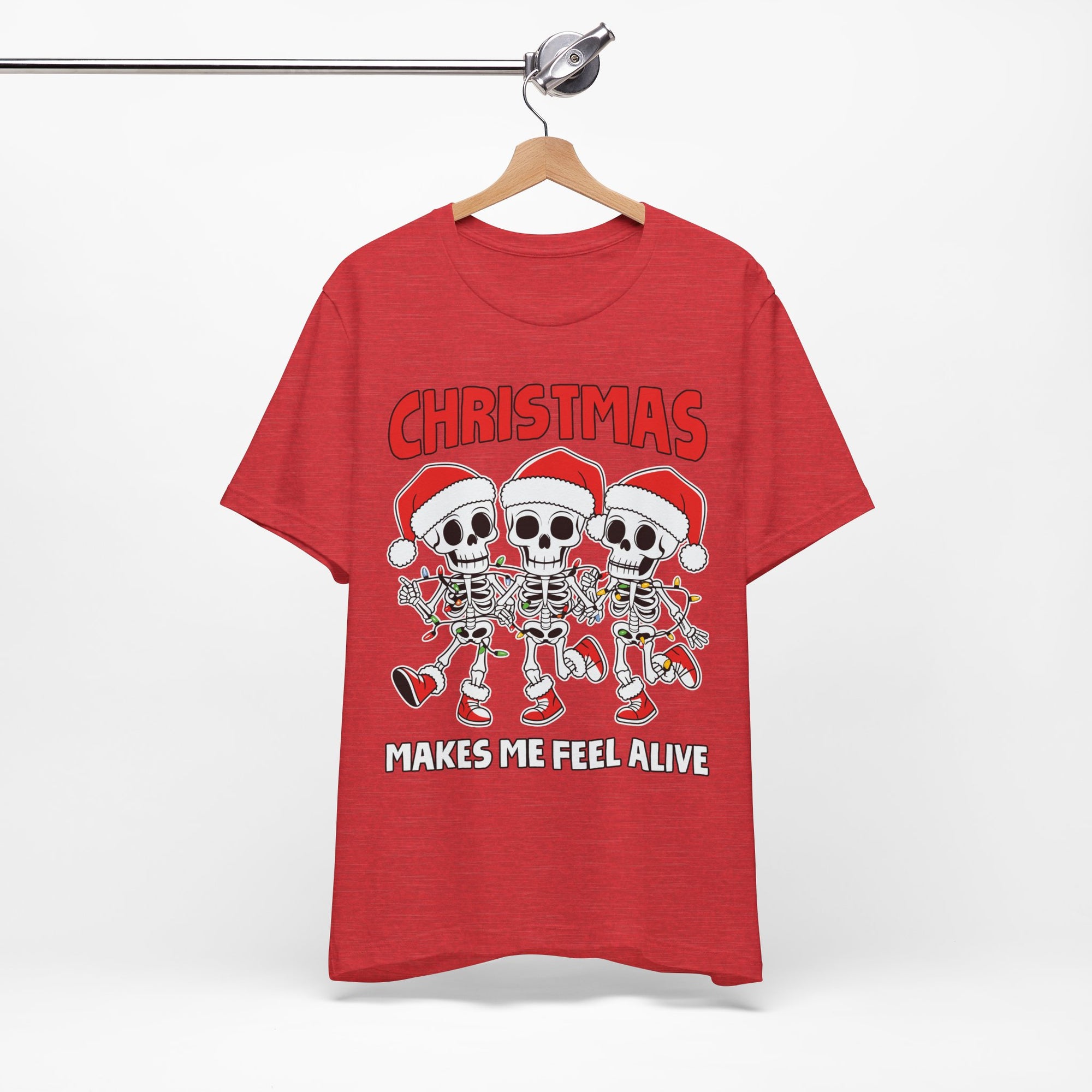 Skeleton Christmas Tee, Holiday Shirt, Unisex Christmas T-Shirt, Fun Winter Apparel, Party Outfit.