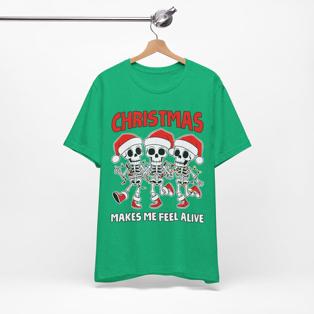 Skeleton Christmas Tee, Holiday Shirt, Unisex Christmas T-Shirt, Fun Winter Apparel, Party Outfit.