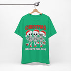Skeleton Christmas Tee, Holiday Shirt, Unisex Christmas T-Shirt, Fun Winter Apparel, Party Outfit.