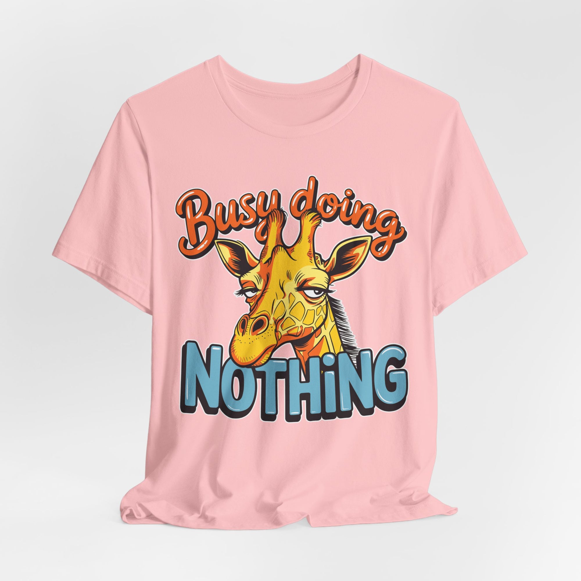 Funny Giraffe Busy Doing Nothing Lazy Animal Cartoon Design Unisex Jersey Short Sleeve Tee