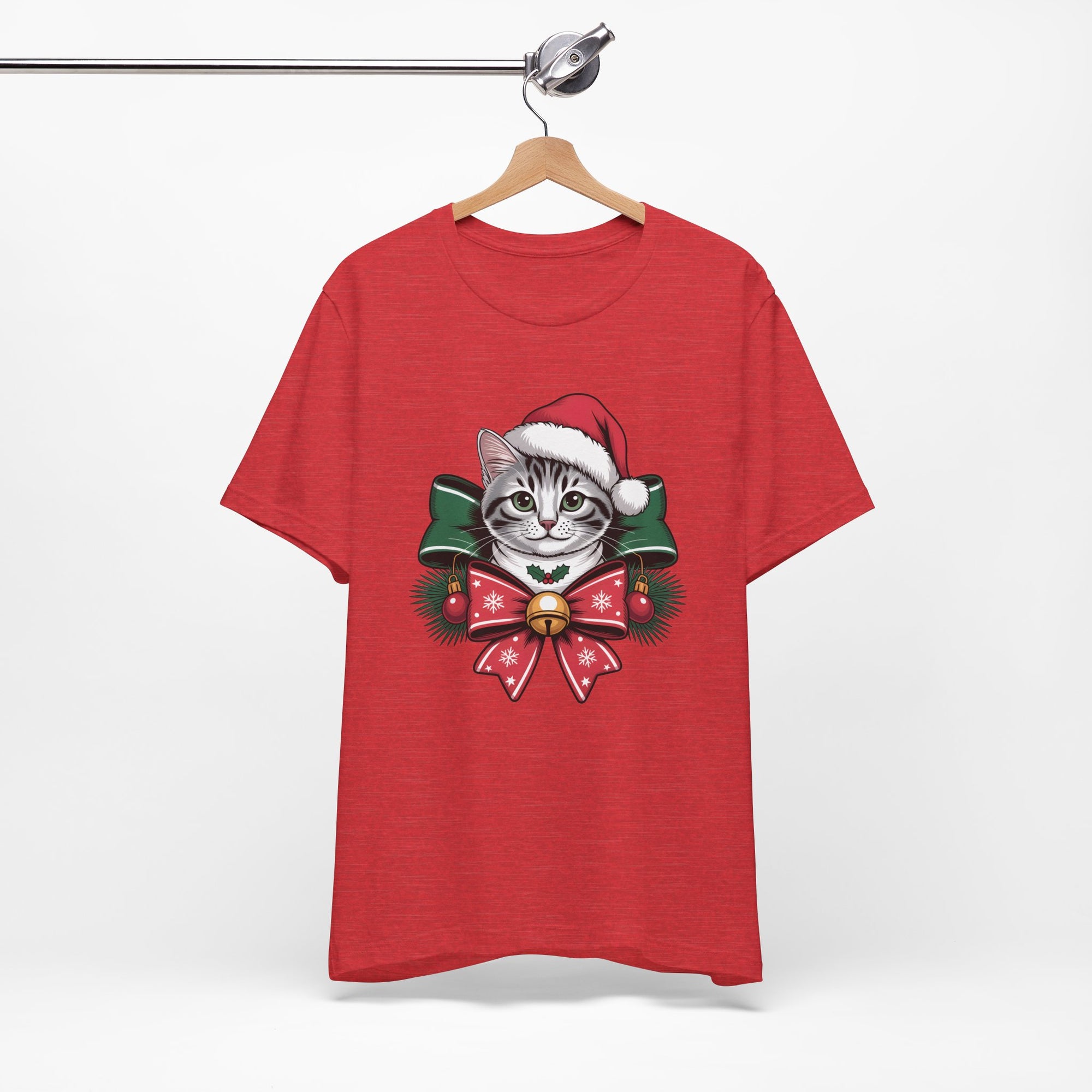 Festive Cat Christmas Tee, Cat Lover Gift, Holiday Shirt, Unisex T-Shirt