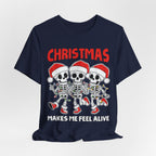 Skeleton Christmas Tee, Holiday Shirt, Unisex Christmas T-Shirt, Fun Winter Apparel, Party Outfit.