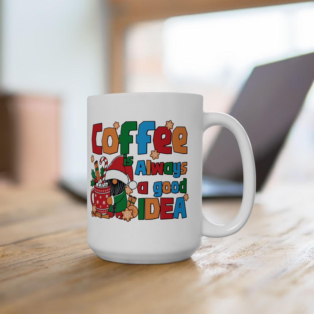 Festive Coffee Mug, Holiday Gift for Coffee Lovers, Cute Christmas Decor, Cheerful Beverage Cup, Fun Santa Design