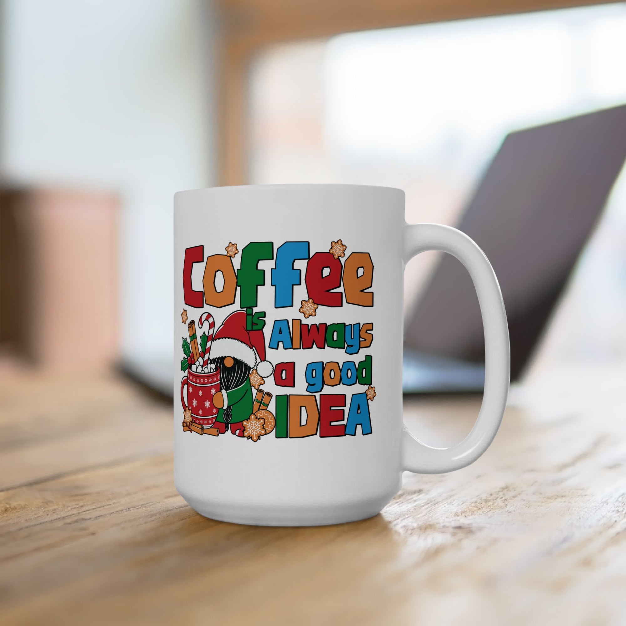 Festive Coffee Mug, Holiday Gift for Coffee Lovers, Cute Christmas Decor, Cheerful Beverage Cup, Fun Santa Design