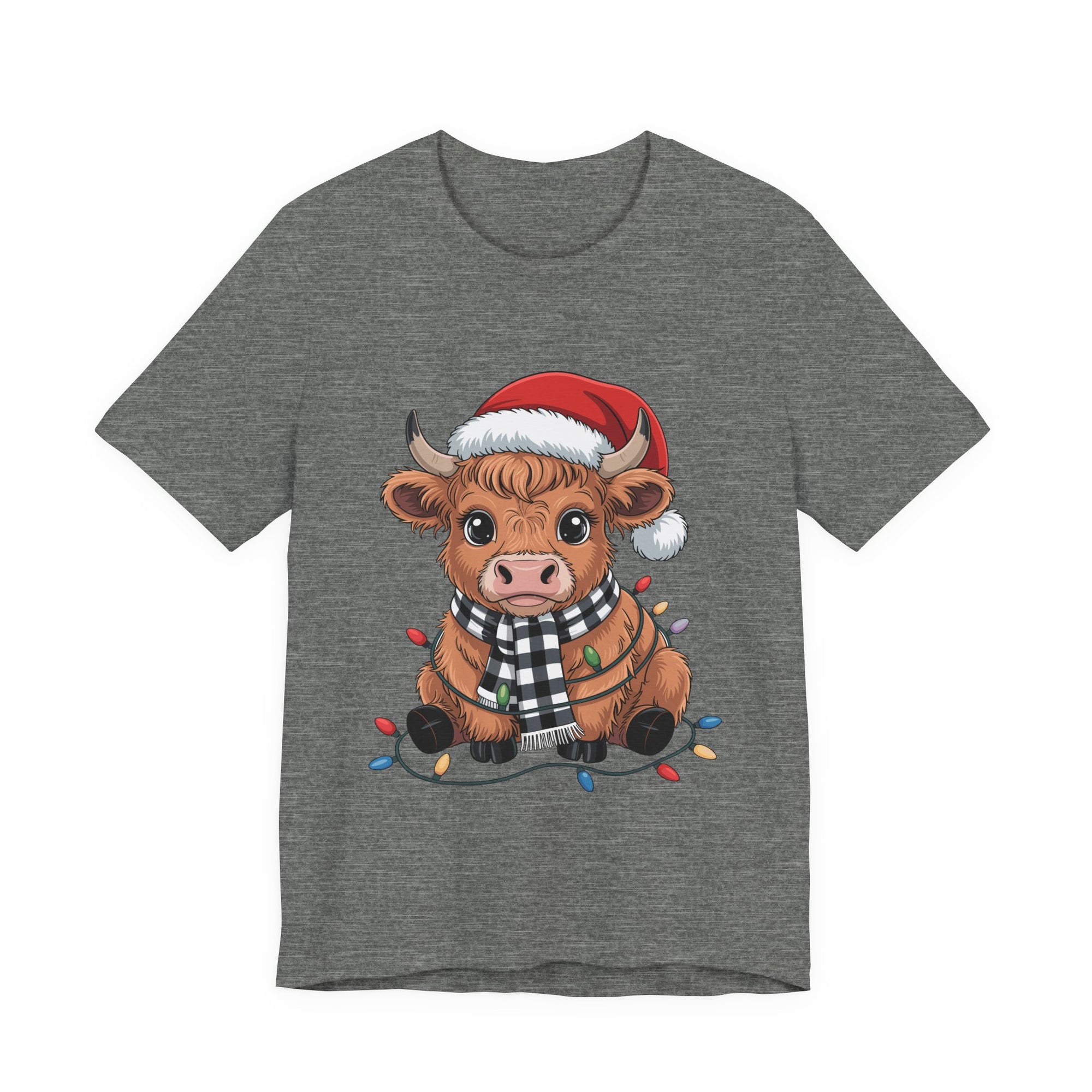 Festive Cow Christmas Tee, Unisex Holiday Shirt, Cute Animal T-Shirt