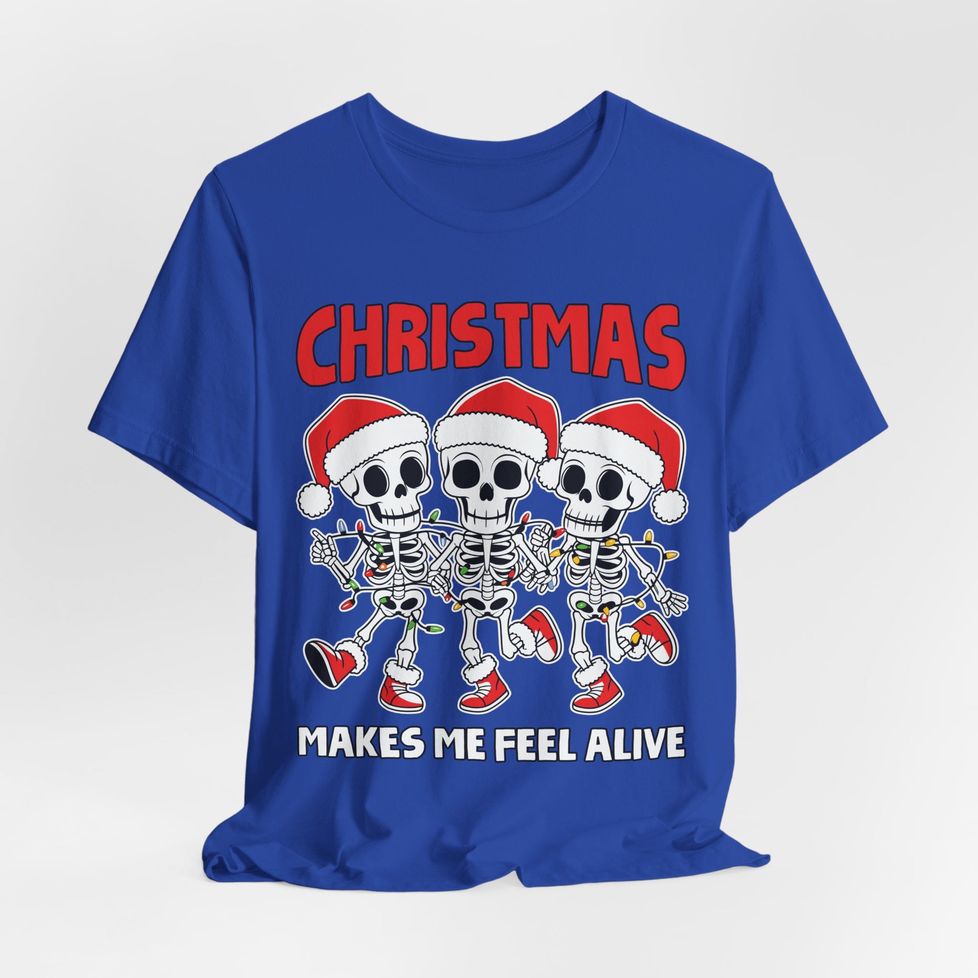 Skeleton Christmas Tee, Holiday Shirt, Unisex Christmas T-Shirt, Fun Winter Apparel, Party Outfit.
