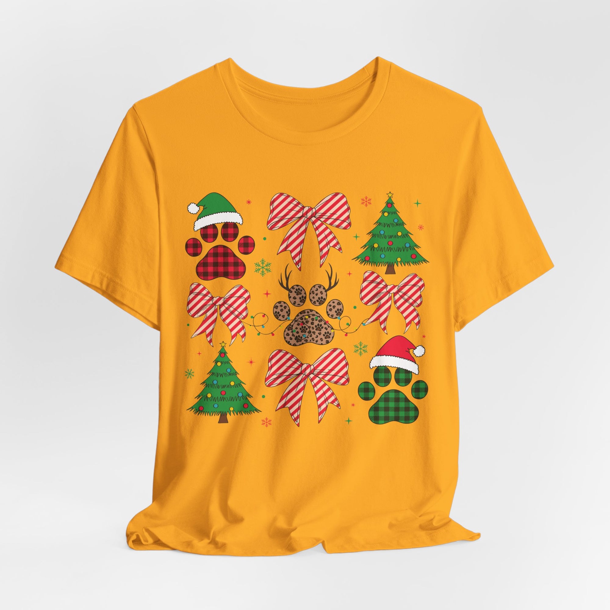 Festive Pet Lover Tee - Christmas Celebration Shirt, Holiday Gift for Dog Owners, Cute Winter Apparel, Paw Print T-Shirt, Unisex