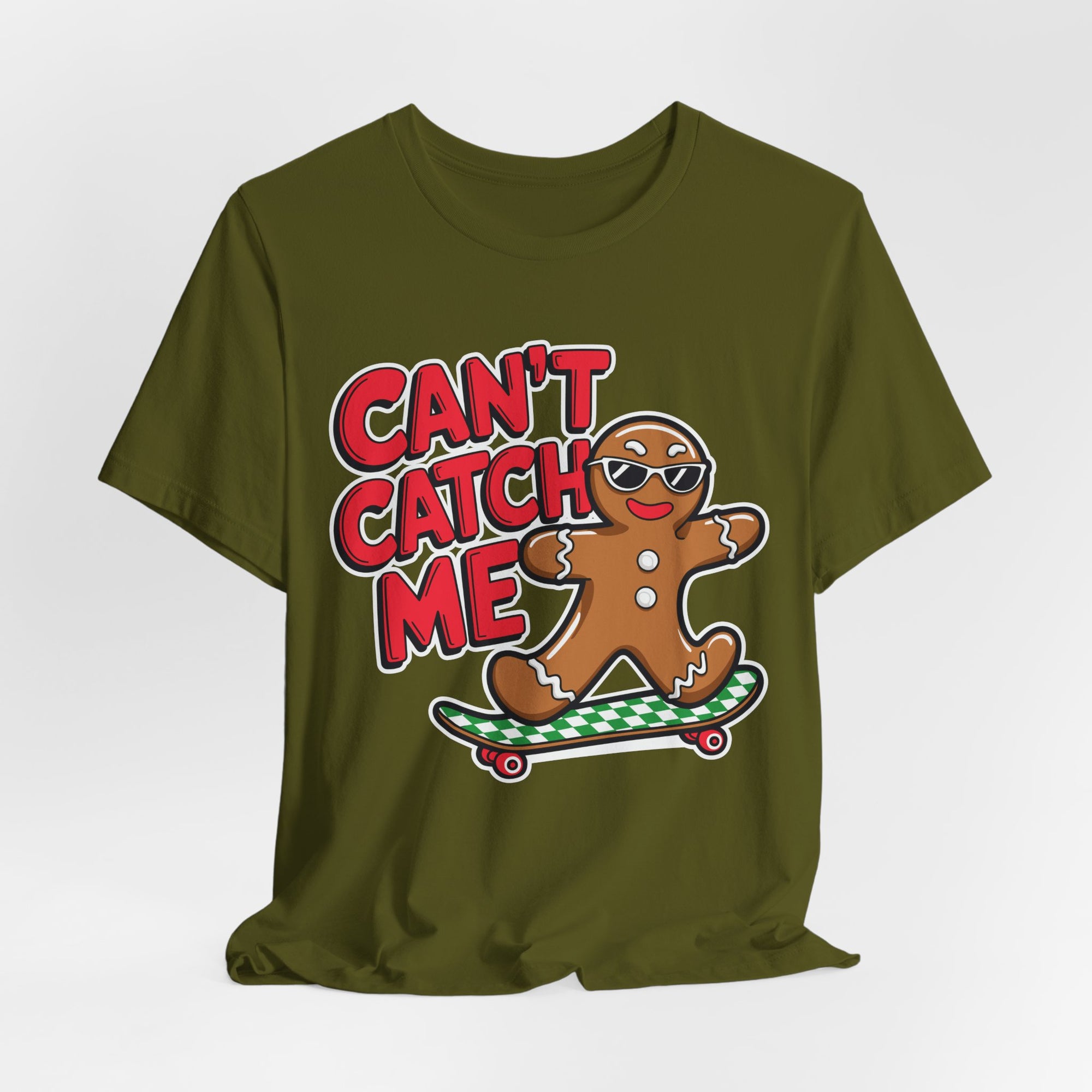 Gingerbread Skateboard Tee, Funny Holiday T-Shirt, Unisex Christmas Gift