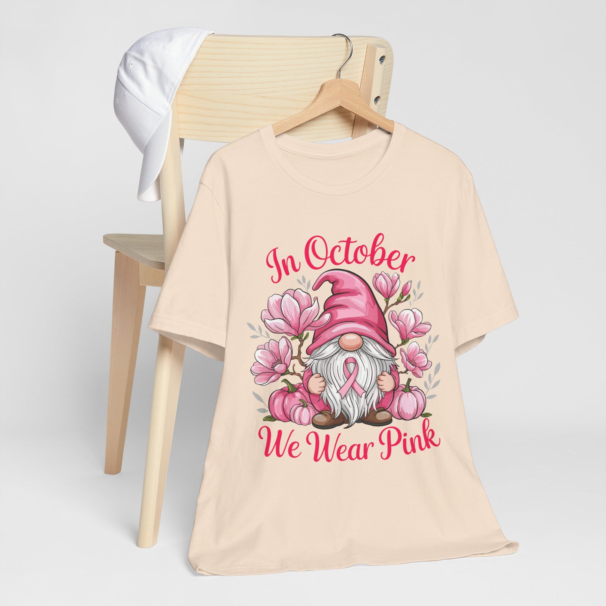 Breast Cancer Awareness Tee, Inspirational Gnome Shirt, October Activism Top, Unisex Casual Wear, Gift for Her, Comfort Tee, Support Pink