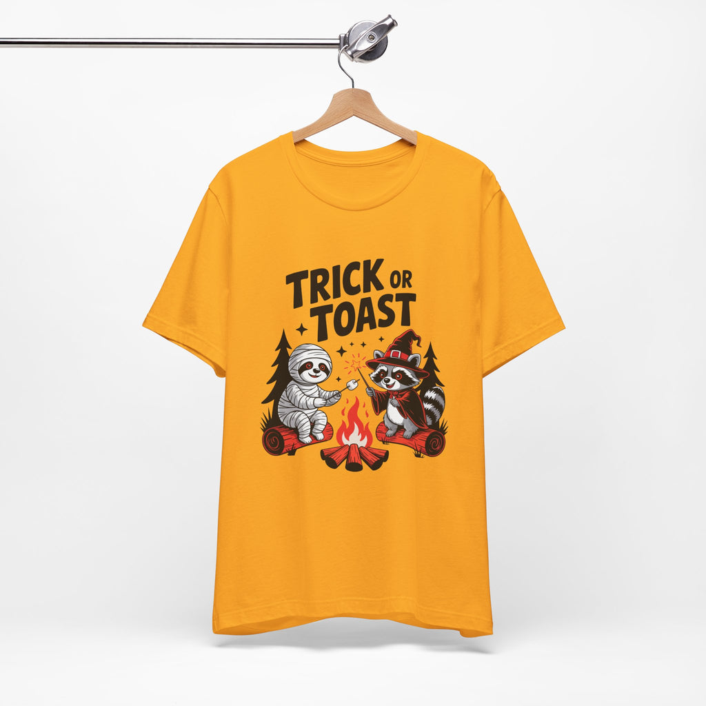 Graphic Tee for Outdoor Lovers - Trick or Toast Sloth & Raccoon, Perfect Fall Gift