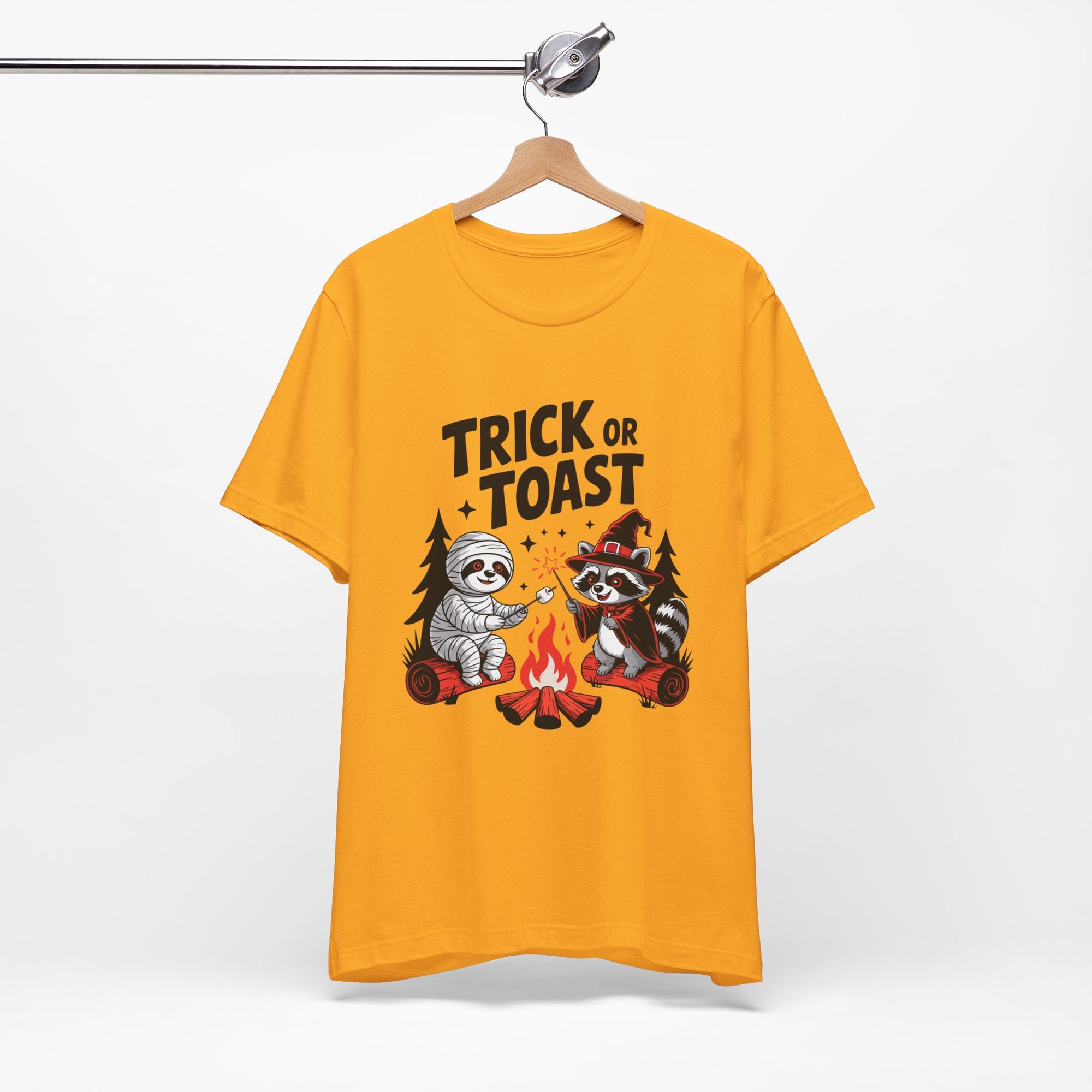Graphic Tee for Outdoor Lovers - Trick or Toast Sloth & Raccoon, Perfect Fall Gift